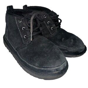 Ugg Kids Neumel II Suede Sherpa Lace Up Shoes Size 1 Black